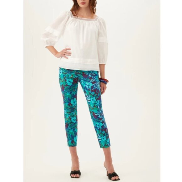 Trina Turk 'Moss 2' Floral-Print Cropped Pants, Majorelle Blue - Picture 1 of 3